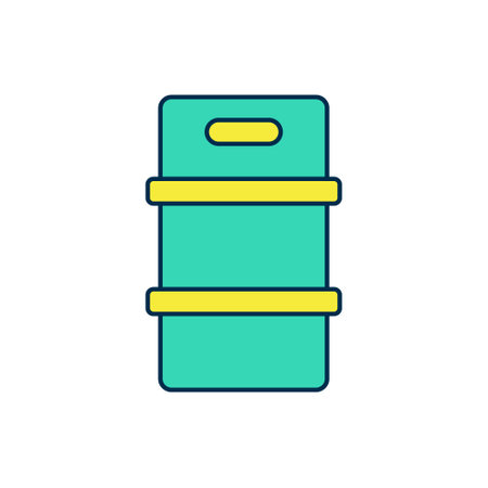Filled outline Metal beer keg icon isolated on white background. Vectorのイラスト素材