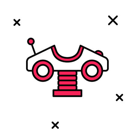 Filled outline Swing car on the playground icon isolated on white background. Childrens carousel with car. Amusement icon. Vectorのイラスト素材