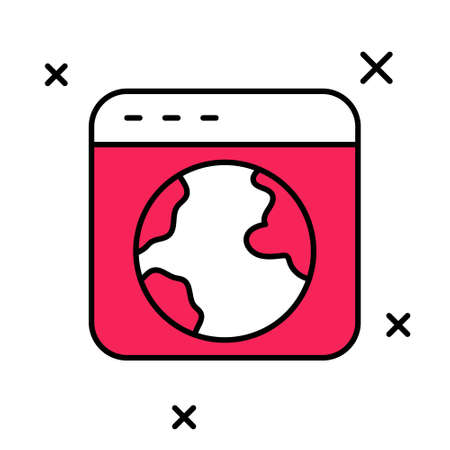 Filled outline Worldwide icon isolated on white background. Pin on globe. Vectorのイラスト素材