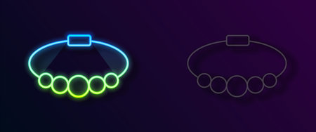 Glowing neon line Bracelet jewelry icon isolated on black background. Bangle sign. Vectorのイラスト素材