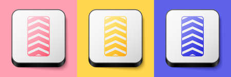 Isometric Car tire wheel icon isolated on pink, yellow and blue background. Square button. Vectorのイラスト素材