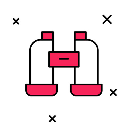 Filled outline Binoculars icon isolated on white background. Find software sign. Spy equipment symbol. Vectorのイラスト素材