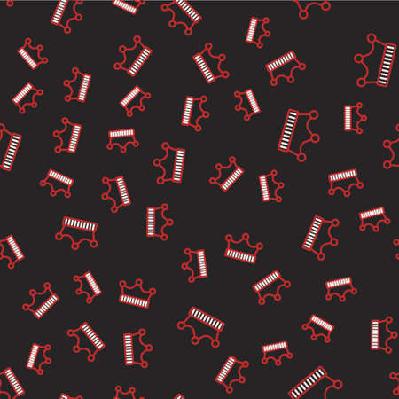 Line King crown icon isolated seamless pattern on black background. Vectorのイラスト素材