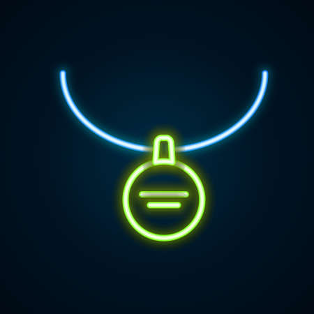 Glowing neon line Locket on necklace icon isolated on black background. Colorful outline concept. Vectorのイラスト素材