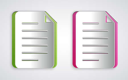 Paper cut File document icon isolated on grey background. Checklist icon. Business concept. Paper art style. Vectorのイラスト素材