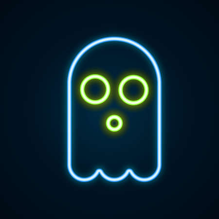 Glowing neon line Ghost icon isolated on black background. Happy Halloween party. Colorful outline concept. Vectorのイラスト素材