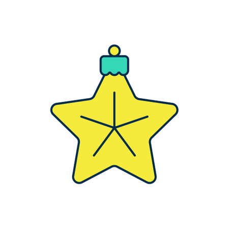 Filled outline Christmas star icon isolated on white background. Merry Christmas and Happy New Year. Vectorのイラスト素材