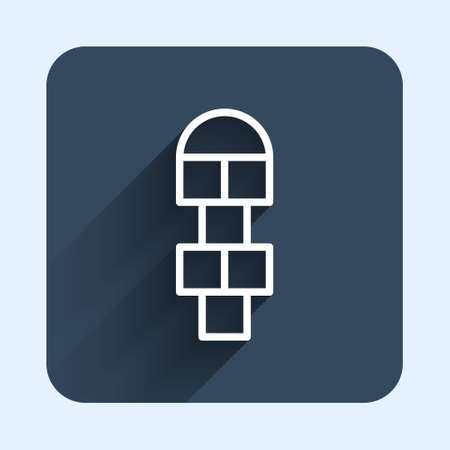 White line Hopscotch icon isolated with long shadow background. Children asphalt coating drawing. Blue square button. Vectorのイラスト素材