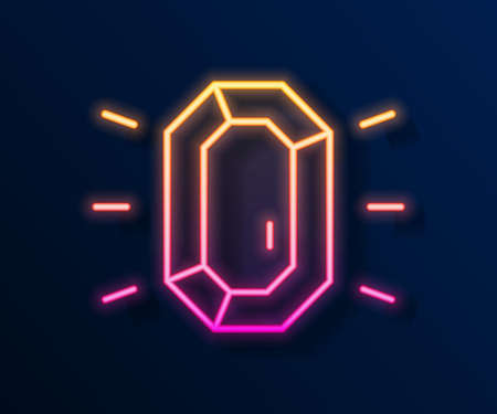 Glowing neon line Diamond icon isolated on black background. Jewelry symbol. Gem stone. Vectorのイラスト素材