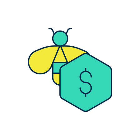 Filled outline Sale of bees icon isolated on white background. Sweet natural food. Honeybee or apis with wings symbol. Flying insect. Vectorのイラスト素材