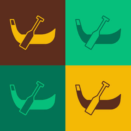 Pop art Gondola boat italy venice icon isolated on color background. Tourism rowing transport romantic. Vectorのイラスト素材