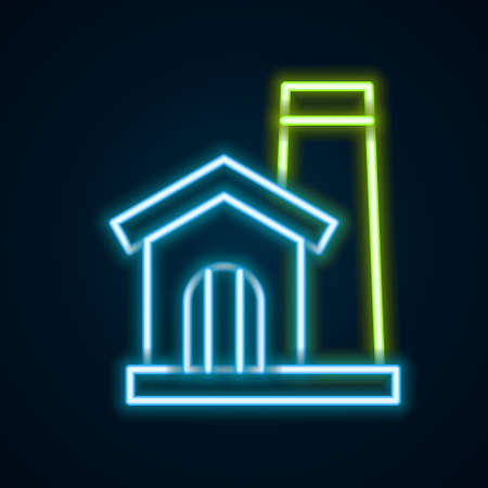 Glowing neon line Smithy workshop interior icon isolated on black background. Colorful outline concept. Vectorのイラスト素材