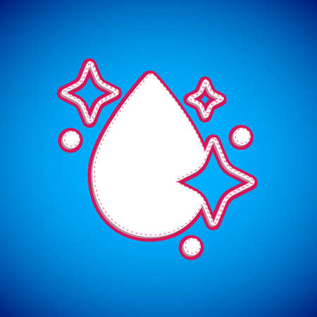White Water drop icon isolated on blue background. Vectorのイラスト素材