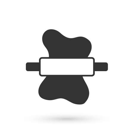 Grey Rolling pin on dough icon isolated on white background. Vectorのイラスト素材