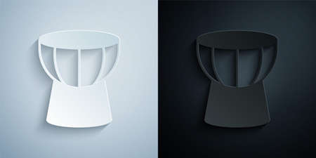 Paper cut African darbuka drum icon isolated on grey and black background. Musical instrument. Paper art style. Vectorのイラスト素材