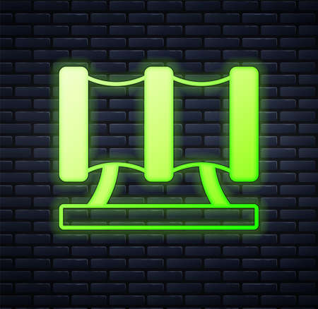 Glowing neon Kid playground slide pipe icon isolated on brick wall background. Vectorのイラスト素材