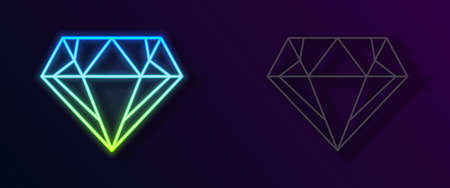 Glowing neon line Diamond icon isolated on black background. Jewelry symbol. Gem stone. Vector