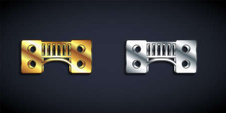 Gold and silver Playground kids bridge icon isolated on black background. Long shadow style. Vectorのイラスト素材