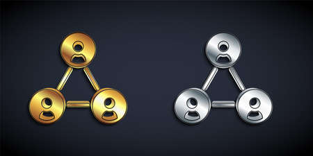 Gold and silver Meeting icon isolated on black background. Business team meeting, discussion...