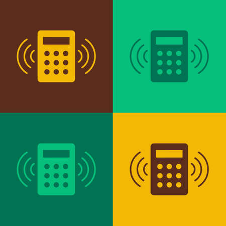 Pop art Security system control panel with display icon isolated on color background. Keypad of security system for entering inside. Vectorのイラスト素材