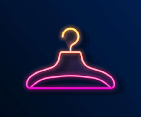 Glowing neon line Hanger wardrobe icon isolated on black background. Cloakroom icon. Clothes service symbol. Laundry hanger sign. Vectorのイラスト素材
