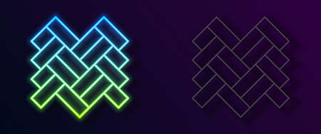 Glowing neon line Parquet icon isolated on black background. Vectorのイラスト素材