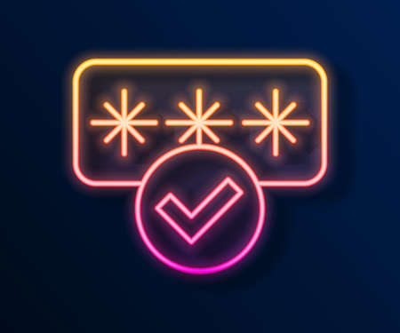 Glowing neon line Password protection and safety access icon isolated on black background. Security, safety, protection, privacy concept. Vectorのイラスト素材