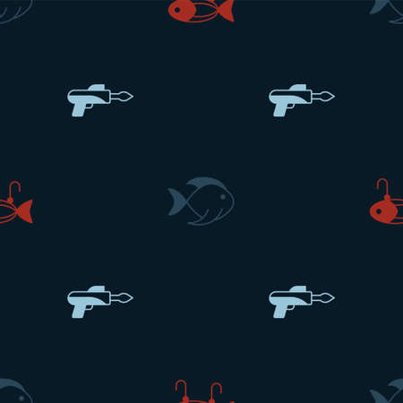 Set Fishing lure, and harpoon on seamless pattern. Vectorのイラスト素材