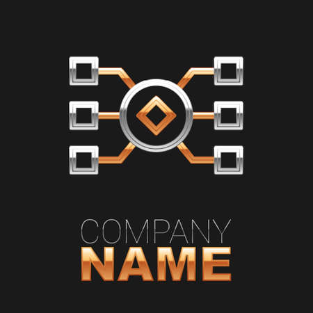 Line Neural network icon isolated on black background. Artificial intelligence AI. Colorful outline concept. Vectorのイラスト素材