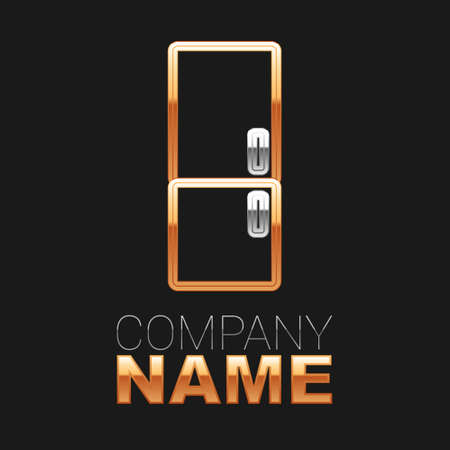 Line Refrigerator icon isolated on black background. Fridge freezer refrigerator. Household tech and appliances. Colorful outline concept. Vectorのイラスト素材
