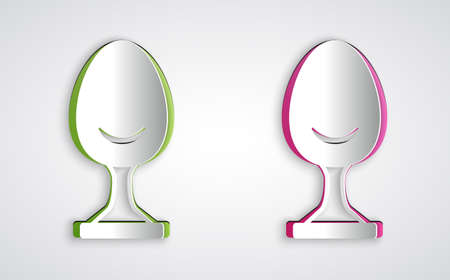 Paper cut Armchair icon isolated on grey background. Paper art style. Vectorのイラスト素材