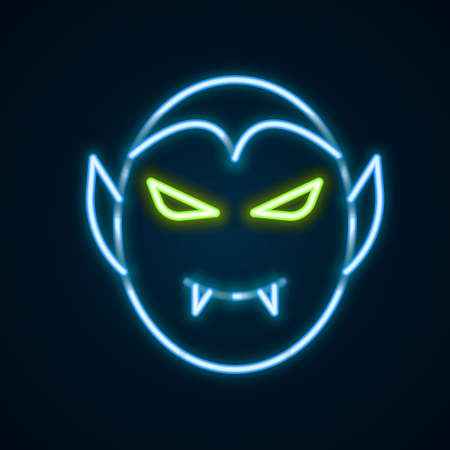 Glowing neon line Vampire icon isolated on black background. Happy Halloween party. Colorful outline concept. Vectorのイラスト素材