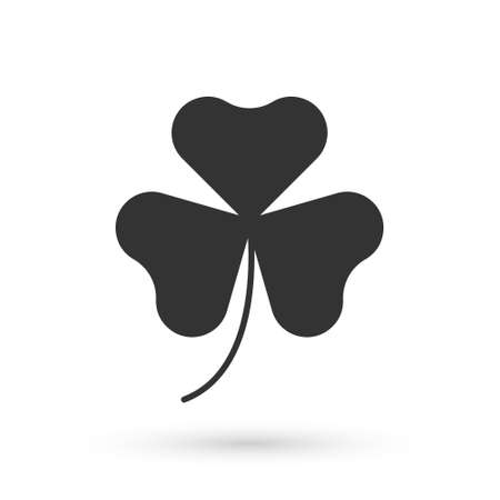 Grey Clover trefoil leaf icon isolated on white background. Happy Saint Patricks day. National Irish holiday. Vectorのイラスト素材