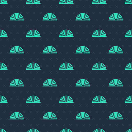 Green line Rainbow icon isolated seamless pattern on blue background. Happy Saint Patricks day. National Irish holiday. Vectorのイラスト素材