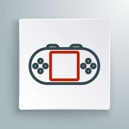 Line Portable video game console icon isolated on white background. Handheld console gaming....