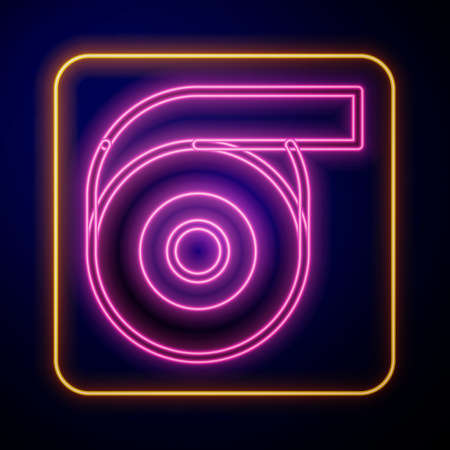 Glowing neon tape icon isolated on black background. Roll adhesive tape. Insulating tape. Vectorのイラスト素材