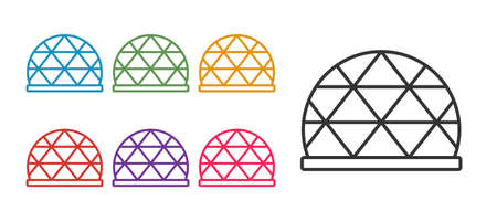 Set line Playground climbing equipment icon isolated on white background. Kid playground climb. Set...