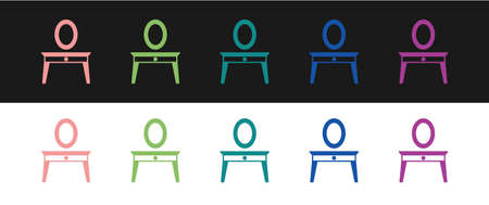 Set Dressing table icon isolated on black and white background. Vectorのイラスト素材