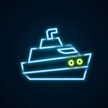 Glowing neon line Speedboat icon isolated on black background. Colorful outline concept. Vectorのイラスト素材