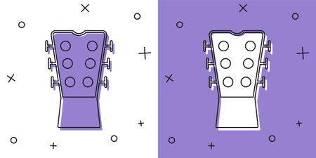 Set Guitar neck icon isolated on white and purple background. Acoustic guitar. String musical instrument. Vectorのイラスト素材