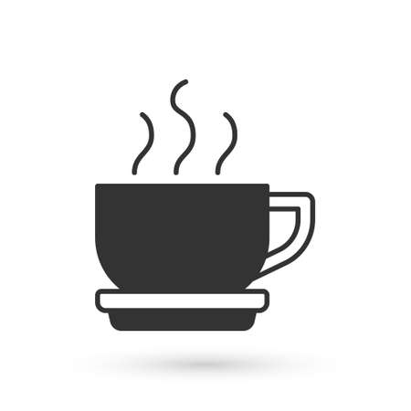 Grey Coffee cup icon isolated on white background. Tea cup. Hot drink coffee. Vectorのイラスト素材