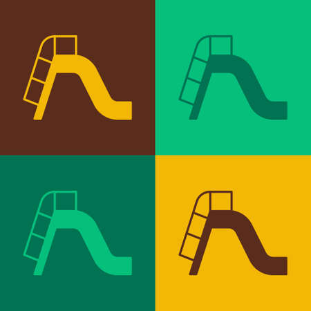 Pop art Slide playground icon isolated on color background. Children slide. Vectorのイラスト素材