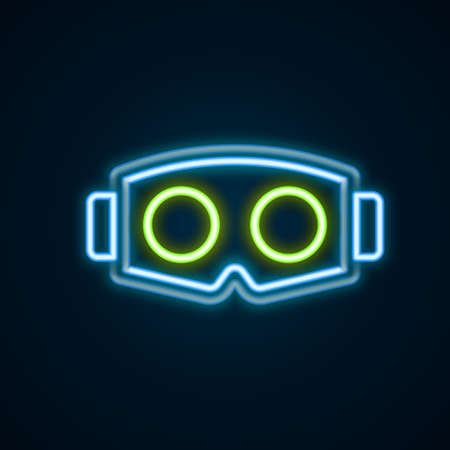Glowing neon line Virtual reality glasses icon isolated on black background. Stereoscopic 3d vr mask. Optical head mounted display. Colorful outline concept. Vectorのイラスト素材