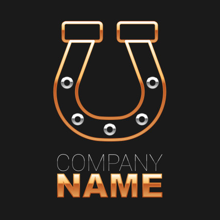 Line Horseshoe icon isolated on black background. Colorful outline concept. Vectorのイラスト素材