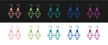 Set Earrings icon isolated on black and white background. Jewelry accessories. Vectorのイラスト素材