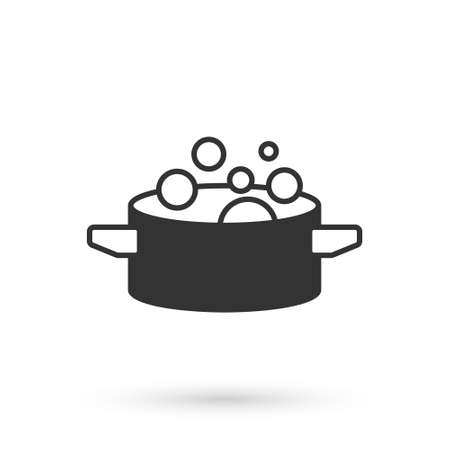 Grey Cooking pot icon isolated on white background. Boil or stew food symbol. Vectorのイラスト素材
