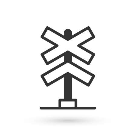 Grey Railroad crossing icon isolated on white background. Railway sign. Vectorのイラスト素材