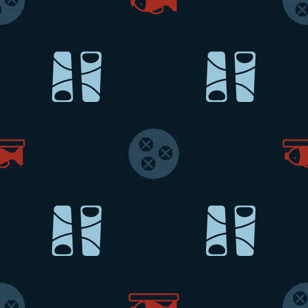 Set Served fish on a plate, Wonton and Guotie on seamless pattern. Vectorのイラスト素材