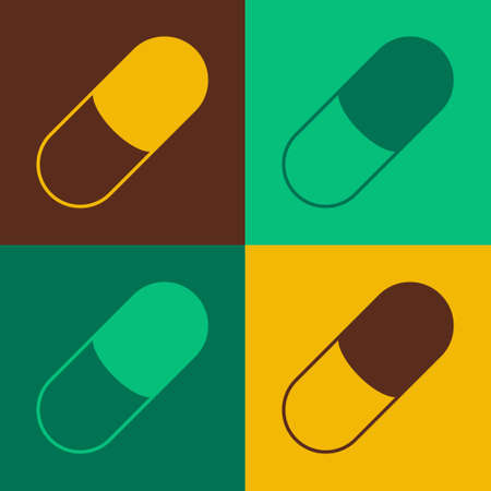 Pop art Sleeping pill icon isolated on color background. Vectorのイラスト素材