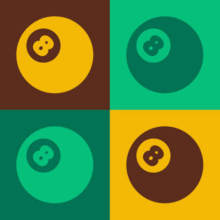 Pop art Billiard pool snooker ball with number 8 icon isolated on color background. Vector